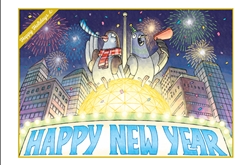 Pigeons Sitting on New Year's Eve Times Square Ball Holiday Greeting Card (SET OF 10)