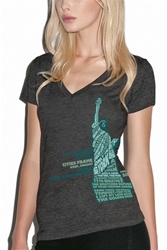 Statue of Liberty - Women's Short Sleeve Deep V-Neck, 3 Color Design
