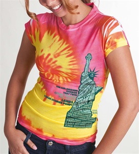 Statue of Liberty - Women's Short Sleeve Spiral Print, Jr Fit